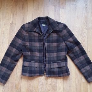 Harris Wallace tartan plaid fitted wool jacket M